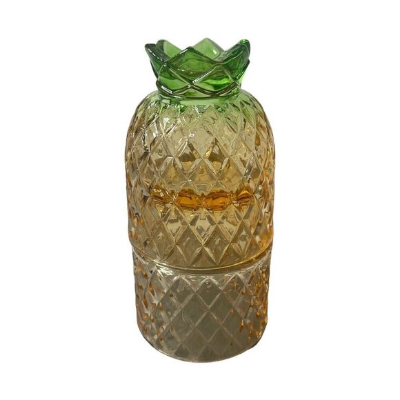 Set of 2 Pineapple Glass Stackable Tumblers Drinking Glasses - Picture 1 of 13
